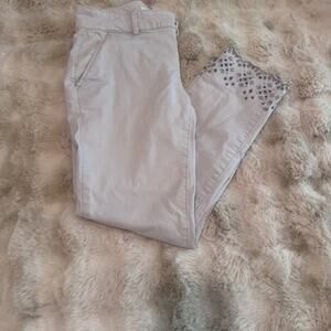 LOFT Light Gray Pants with Lace Hem